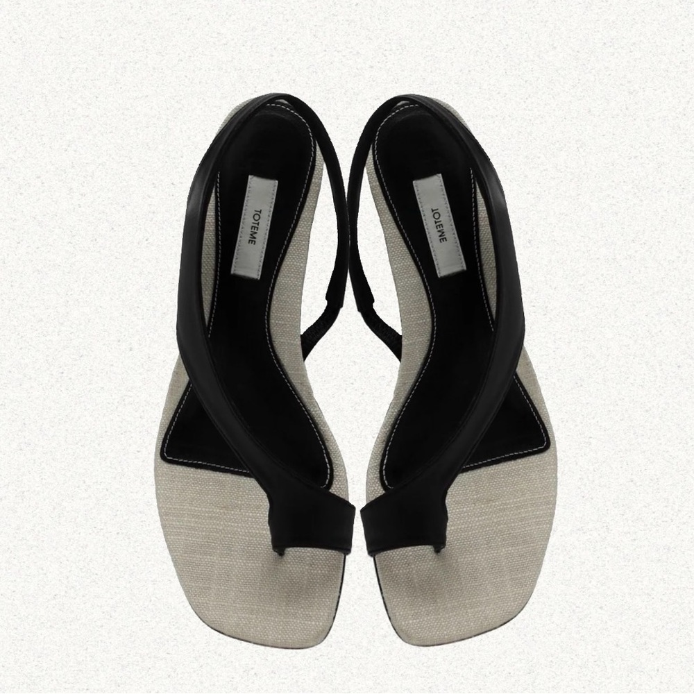 Toteme Sculptural Slingback Sandals, 40, Canvas Black - Picture 1 of 17